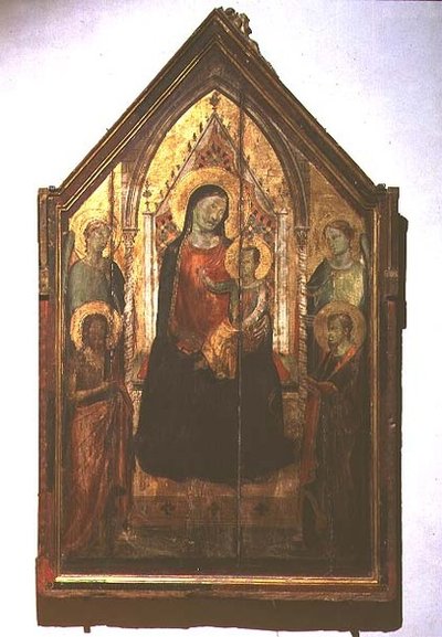 Madonna z Dzieciątkiem na tronie ze świętymi (tempera na panelu) autorstwa Bernardo Daddi