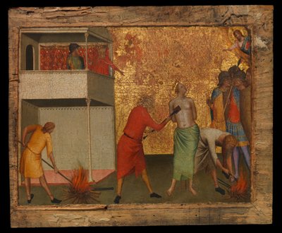 Święta Reparata torturowana rozżarzonymi żelazkami, ok. 1327-48 (tempera na drewnie) autorstwa Bernardo Daddi
