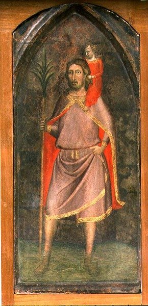 Św. Krzysztof (tempera na panelu) autorstwa Bernardo Daddi