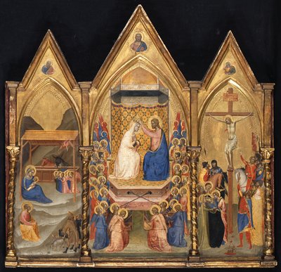 Triptychon (Geburt Christi; Marienkrönung; Kreuzigung) autorstwa Bernardo Daddi