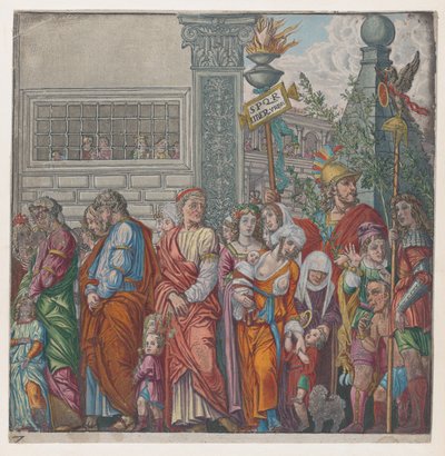 Arkusz 7: procesja, z Triumfu Juliusza Cezara, 1599. autorstwa Bernardo Malpizzi