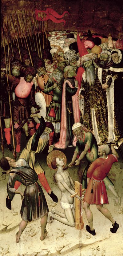 Prześladowanie św. Jerzego. ok. 1435 (olej na desce) autorstwa Bernardo Martorell