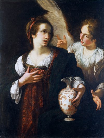 Hagar i Anioł, c. 1630 (olej na płótnie) autorstwa Bernardo Strozzi