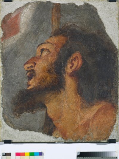 Głowa św. Jana Chrzciciela Fragment wolnostojącego fresku, 1622 autorstwa Bernardo Strozzi