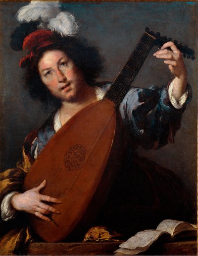 Gracz na lutni autorstwa Bernardo Strozzi