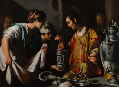 Święty Wawrzyniec rozdający bogactwa Kościoła autorstwa Bernardo Strozzi