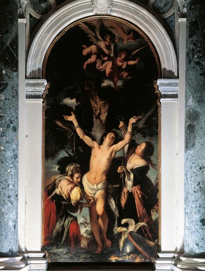 Św. Sebastian Uzdrowiony przez Święte Kobiety, Bernardo Strozzi, olej na płótnie autorstwa Bernardo Strozzi