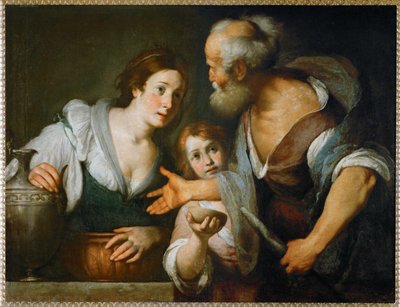 Prorok Elizeusz i wdowa z Sarepty... (olej na płótnie) autorstwa Bernardo Strozzi
