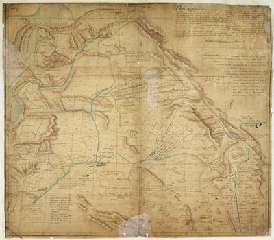 Mapa większej części Nowego Meksyku i części Górnej Kalifornii autorstwa Bernardo de Miera y Pacheco