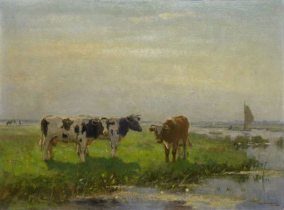 Krowy na łące (olej na płótnie) autorstwa Bernardus Antonie van Beek