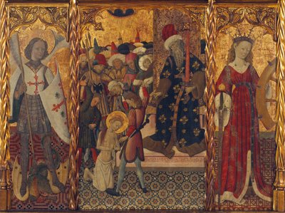 Św. Michał, Męczeństwo św. Eulalii i św. Katarzyny, ok. 1442-1445 autorstwa Bernat Martorell the Elder