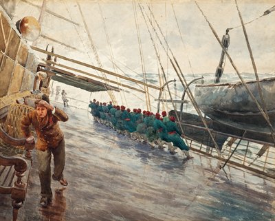 Statek na wzburzonym morzu autorstwa Berndt Lindholm
