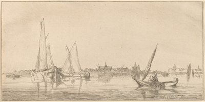 Rzeka z Miastem, 1775. autorstwa Bernhard Schreuder