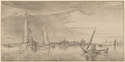 Rzeka z Miastem, 1775. autorstwa Bernhard Schreuder