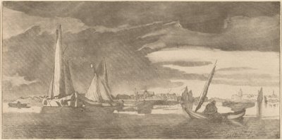 Rzeka z Miastem, 1775. autorstwa Bernhard Schreuder