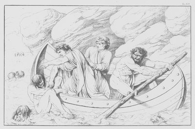 Boska komedia Dantego, Inferno (Piekło), plansza XIV (litografia) autorstwa Bernhard Schuler