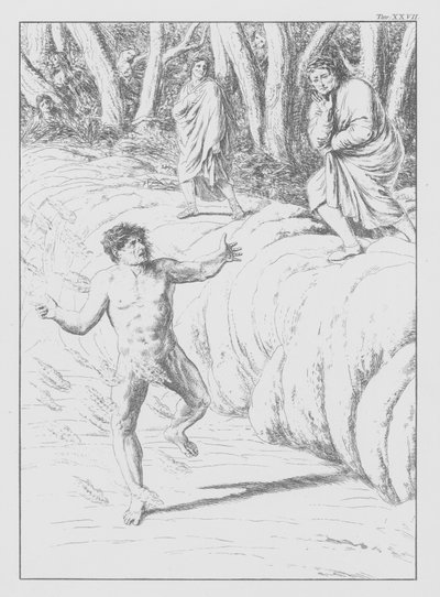 Boska komedia Dantego, Piekło, plansza XXVII (litografia) autorstwa Bernhard Schuler