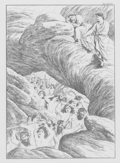 Boska komedia Dantego, Piekło, plansza XXXI (litografia) autorstwa Bernhard Schuler