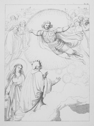 Boska komedia Dantego, Paradiso (Niebo), plansza IX (litografia) autorstwa Bernhard Schuler