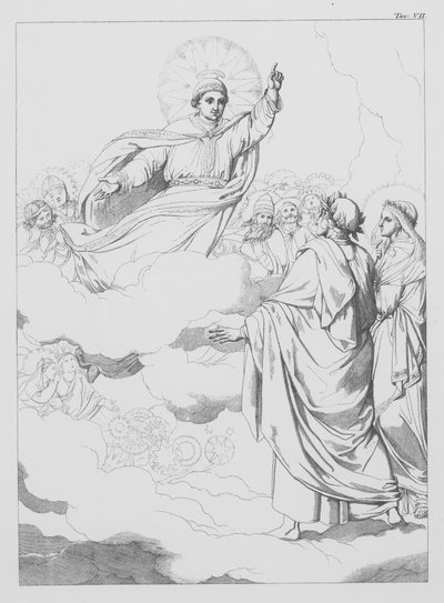 Boska komedia Dantego, Paradiso (Niebo), plansza VII (litografia) autorstwa Bernhard Schuler