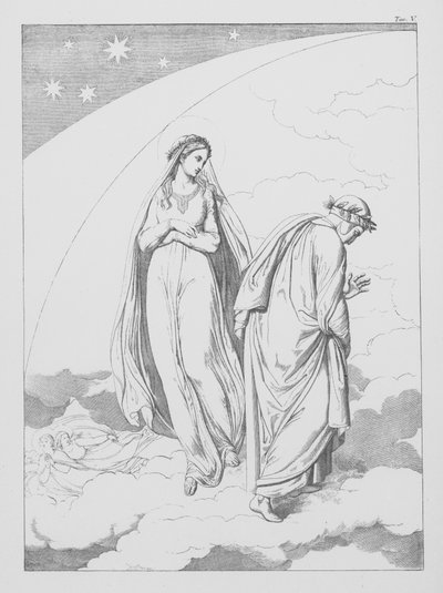 Boska komedia Dantego, Paradiso (Niebo), plansza V (litografia) autorstwa Bernhard Schuler