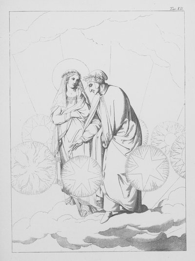 Boska komedia Dantego, Paradiso (Niebo), plansza XII (litografia) autorstwa Bernhard Schuler