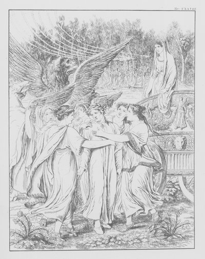 Boska komedia Dantego, Purgatorio (Czyściec), plansza XXXVIII (litografia) autorstwa Bernhard Schuler