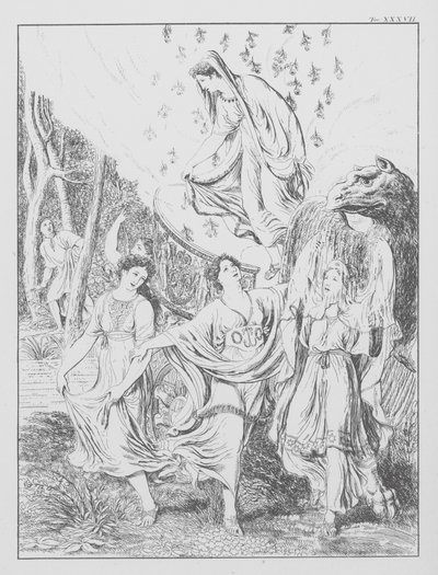 Boska komedia Dantego, Purgatorio (Czyściec), plansza XXXVII (litografia) autorstwa Bernhard Schuler