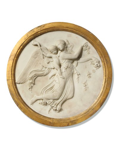 Okrągła płaskorzeźba „Dzień”, ok. 1815-20 (marmur w oprawie z pozłacanego drewna) autorstwa Bertel (workshop of) Thorvaldsen