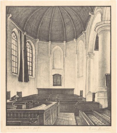 Waalsche Kerk w Delft (oryginalny tytuł obiektu) autorstwa Bertha van Hasselt (signed by artist)