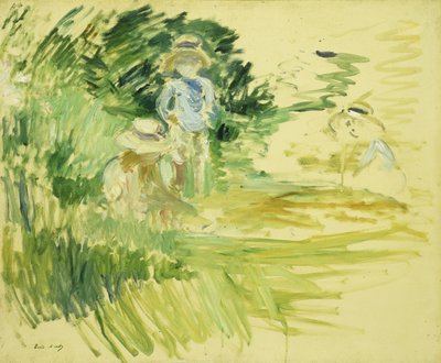 Dzieci nad brzegiem jeziora; Enfants au Bord du Lac, 1894 autorstwa Berthe Morisot