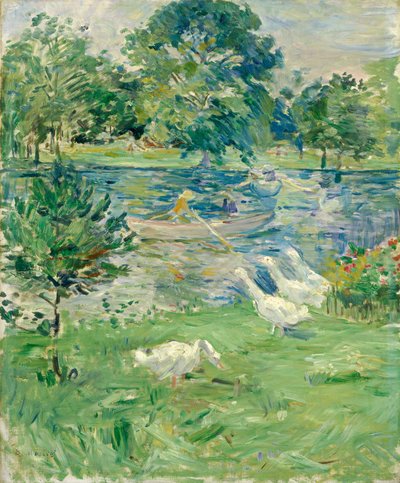 Dziewczyna w łódce z gęsiami autorstwa Berthe Morisot