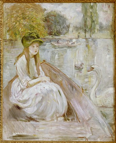 Jeanne Fourmanoir obok jeziora. Obraz Berthe Morisot autorstwa Berthe Morisot