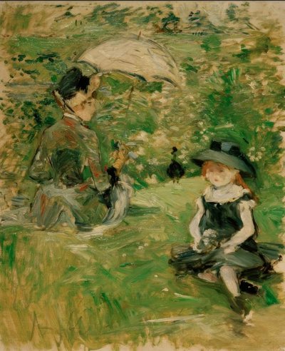Młoda kobieta i dziecko na wyspie autorstwa Berthe Morisot