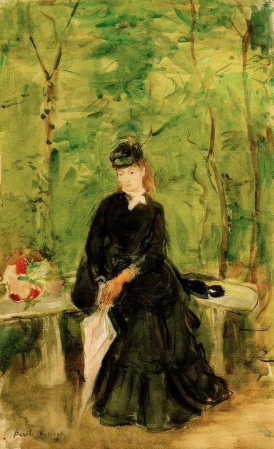 Siostra artysty Edma siedzi w parku autorstwa Berthe Morisot