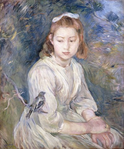 Dziewczynka z ptakiem, 1891 autorstwa Berthe Morisot