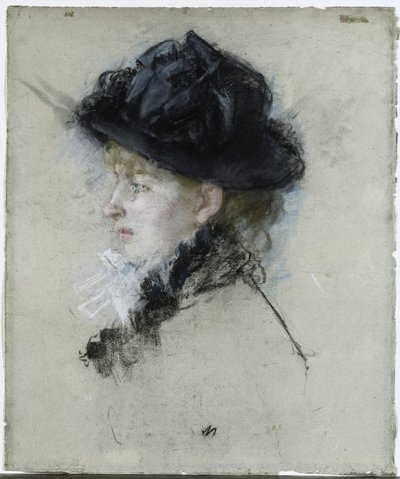 Mademoiselle Louise Riesener w kapeluszu autorstwa Berthe Morisot
