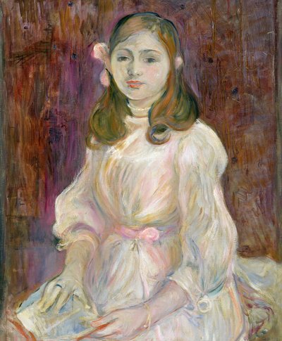Portret Julie Manet (1878-1966) trzymającej książkę, 1889 autorstwa Berthe Morisot