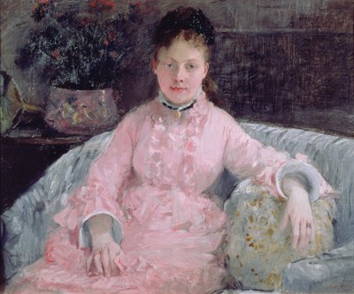 Portret kobiety w różowej sukience autorstwa Berthe Morisot