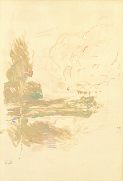 Refleksje nad Sekwaną, 1890 (akwarela na papierze) autorstwa Berthe Morisot