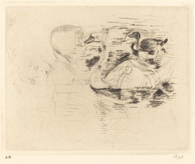Łabędzie w stojącej wodzie autorstwa Berthe Morisot