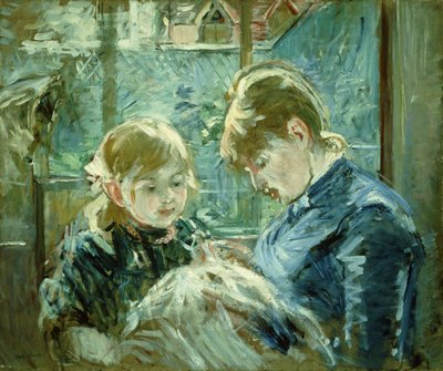 Lekcja krawiectwa; Le Lecon de Couture, 1884 autorstwa Berthe Morisot