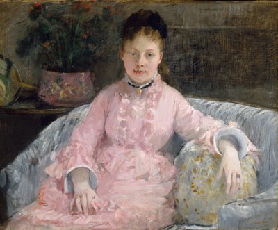 Różowa sukienka, ok. 1870 (olej na płótnie) autorstwa Berthe Morisot
