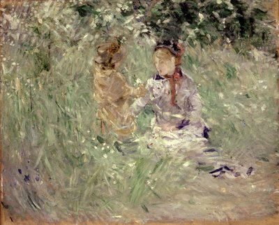 Kobieta i dziecko na łące w Bougival autorstwa Berthe Morisot