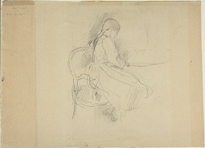 Młoda dziewczyna siedząca przy stole autorstwa Berthe Morisot