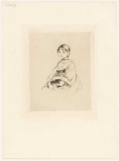 Młoda dziewczyna z kotem autorstwa Berthe Morisot