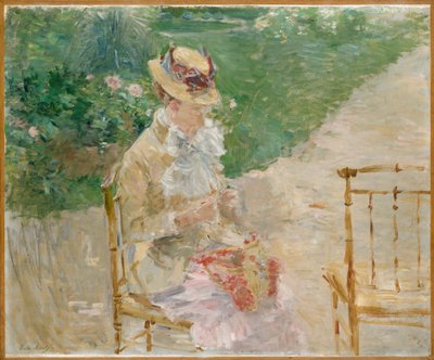 Młoda kobieta na drutach, ok. 1883 (olej na płótnie) autorstwa Berthe Morisot