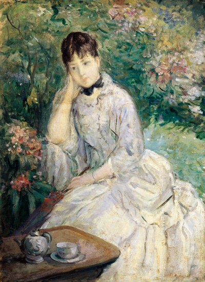 Młoda kobieta siedząca na sofie (olej na płótnie) autorstwa Berthe Morisot