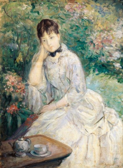 Młoda kobieta siedząca na kanapie, autorstwa Berthe Morisot