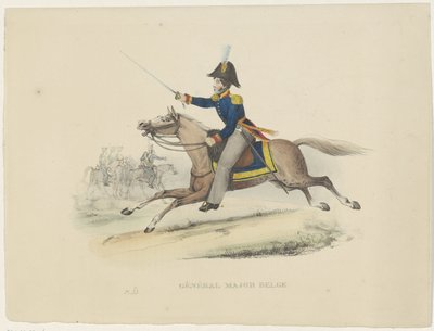 Belgijski generał major, 1830 Belgijski generał dywizji (tytuł na obiekcie) Stroje belgijskie: starożytne i współczesne, wojskowe, cywilne i religijne, 1830 (tytuł serii) autorstwa Bertrand